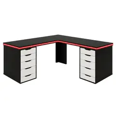 MUEBLES CRISOSTOMO - Escritorio Gamer en L con Luces Negro 180cm