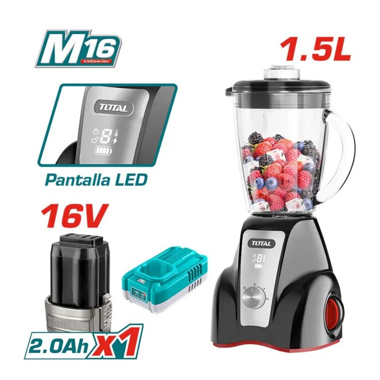 Licuadora 16v Con Pantalla Led Con Batería Y Cargador Total - TJB052K