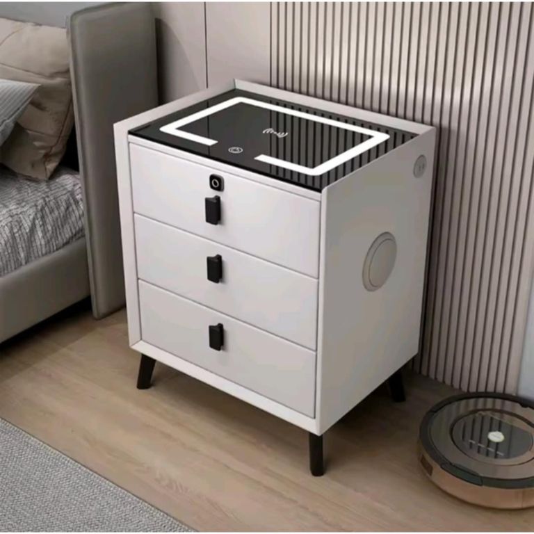 Mesa de Noche Velador Smart con USB Carga Inalambrica y Parl