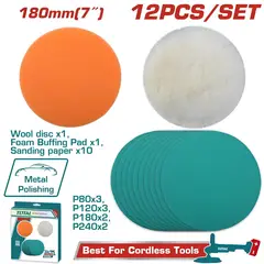 TOTAL TOOLS - Juego X 12 Piezas Base, Lijas Y Motas Para Pulidora Total - TAC18012