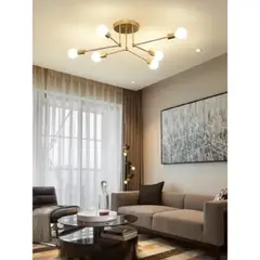 GENERICO - Lámpara de techo Venecia dorado INCLUYE 6 focos.