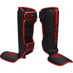 RDX - Canilleras con Empeine para Muay Thai y MMA Kara F6 Rojo - M