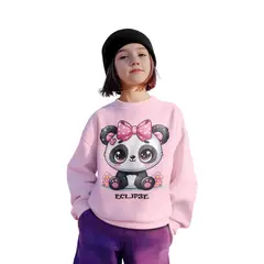 GENERICO - Poleras niña franelado rosado oso panda kawaii
