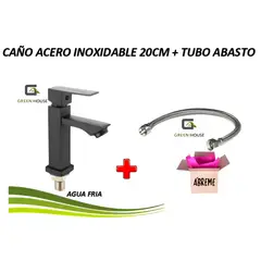 GREEN HOUSE - GRIFERIA ACERO INOXIDABLE 20CM NEGRO AGUA FRIA