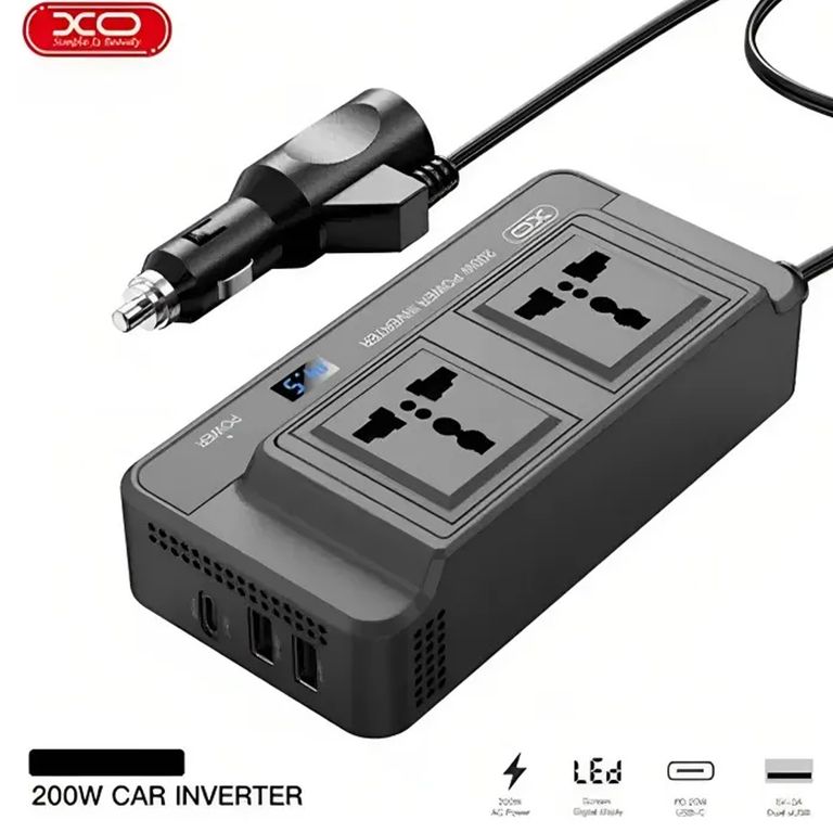 Caragador Inversor de Corriente para auto 12V a Enchufe 220V