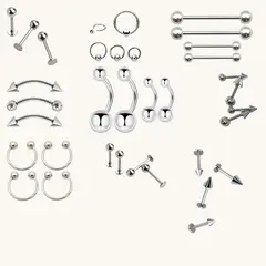 DENISASAA - Acero Set De Moda 85 Piezas Piercing Labios Nariz Oreja Boca