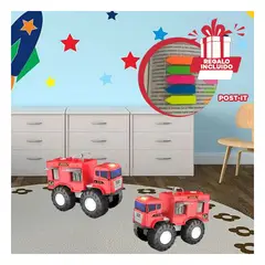RYBIU IMPORT - Pack12 Juguete de Bombero Rojo Kids Y+Banderitas Adhesivas