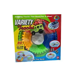 RYBIU IMPORT - Pista con Rieles Flexibles con Luces y Carro para Niños