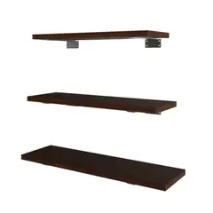 GENERICO - REPISAS FLOTANTES CON SOPORTE SET DE 3 - MED BROWN