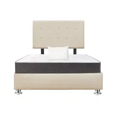 GENERICO - Combo Cama tapizada Petal Pcromadas - 15plz Beige claro + Colchón + Almohada