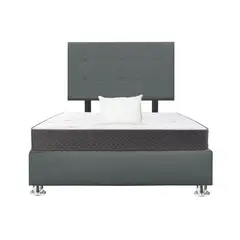 GENERICO - Combo Cama tapizada Petal Pcromadas - Queen Gris oscuro + Colchón + Almohada