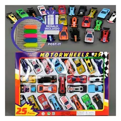 GENERICO - Pack6 Carritos Carrera Coleccion 25u Y+Banderitas Adhesivas
