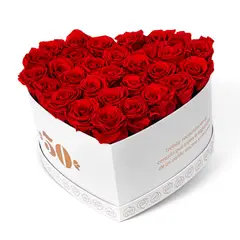 AIROSA - Rosas Preservadas Royal - Box Corazón 30-35 Rosas Rojas