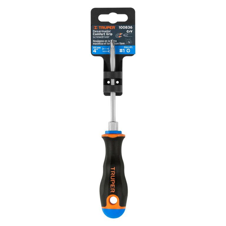 Desarmador de cruz 316 x 4 mango Comfort Grip cod 100836