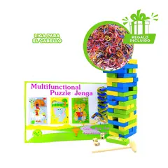 GENERICO - Pack12 Bloques para Torre 3 Rompecabezas Y+Ligas de Regalo