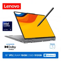 LENOVO - Convertible Yoga 7i, Ultra 5-125U, RAM 16GB, SSD 512GB, LED 16 WUXGA Touch, W11H, Storm Grey