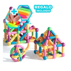GENERICO - Pack6 Juego Magnetico de 64 Piezas Y+Banderitas Adhesivas
