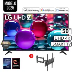 LG - Televisor 50 Pulg Ultra HD 4K AI ThinQ 50UA7300PSB Modelo 2025 + Rack