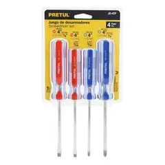 PRETUL - Desarmadores Juego 4 Pzs Estrellas Planos Puntas Imantadas - 20212