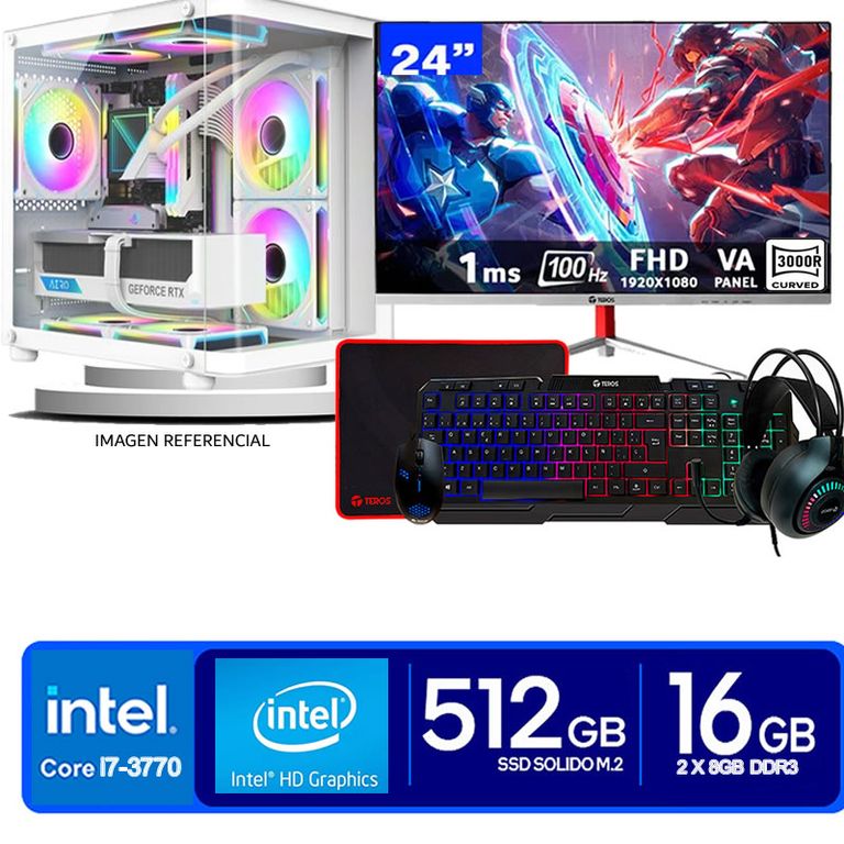 Computadora Pc Core i7 3770 Monitor 24 fhd' RAM 16 GB SSD 500 GB WIFI