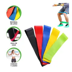 GENERICO - Pack2 Cinta Deportiva Gym 5 Ligas Latex Y+Ligas de Regalo
