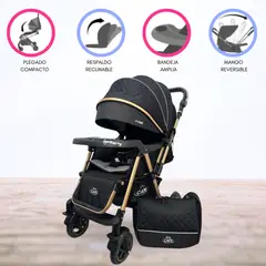 CUZKA - Coche Cuna Reversible de Aluminio «ZARAGOZA» Black