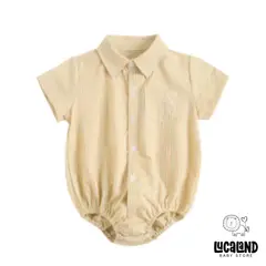 LUCALAND - Body camisa manga corta de algodón líneas naranja