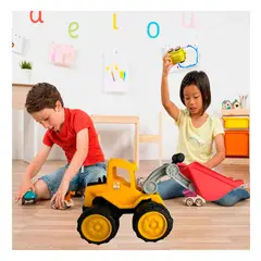 RYBIU IMPORT - Pack4 Excavadora Tractor en Amarillo Y+Papel de Regalo