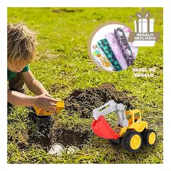 RYBIU IMPORT - Pack12 Camion de Juguete Amarillo Y+Papel de Regalo