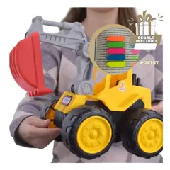 RYBIU IMPORT - Pack12 Excavadora de Juguete Amarillo Y+Banderitas Adhesivas