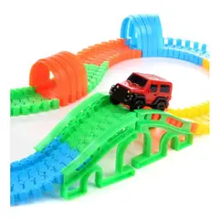 RYBIU IMPORT - Pack2 Pista Flexible con Auto Multicolor Y+Papel de Regalo