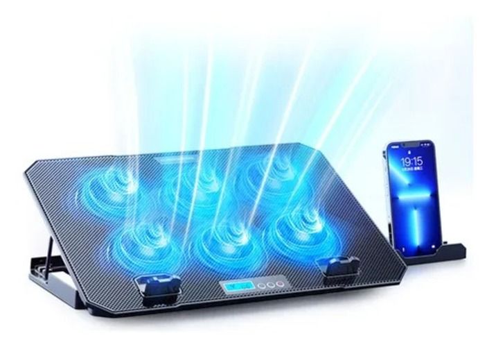 Soporte laptop 6 Cooler Aluminio con Pantalla LED