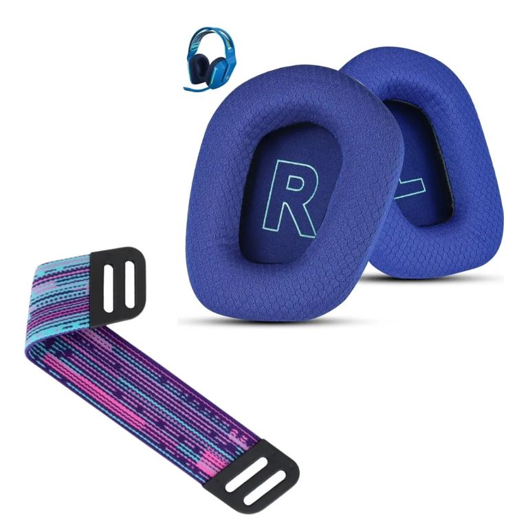 Banda vincha Elastic + Almohadillas Para Logitech G335 G535 G733 Azul