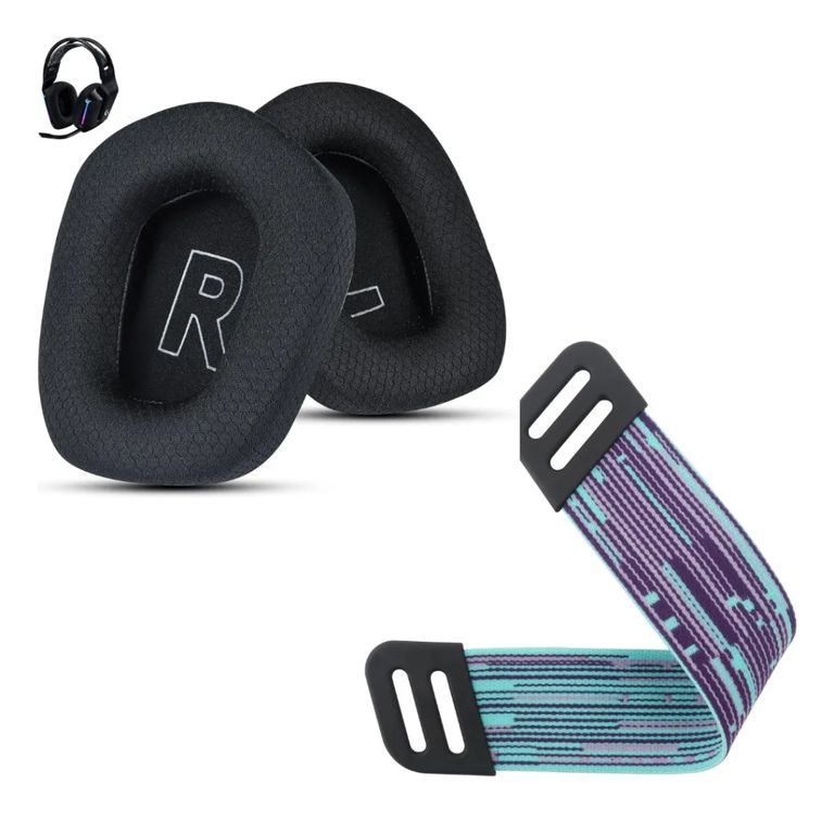 Banda vincha Elastic + Almohadillas Para Logitech G335 G535 G733 Negro
