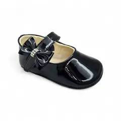 GENERICO - Zapatos Mocs suela suave con Pega Lazo Negro para niña bebé