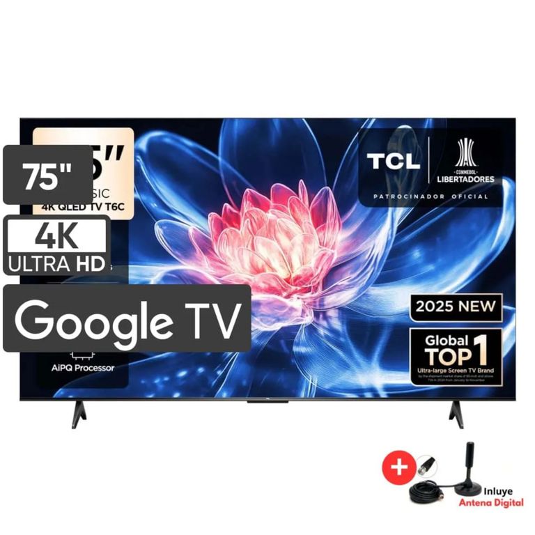 TELEVISOR QLED 75 UHD 4K SMART TV 75T6C + Antena digital