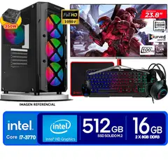 INTEL - Computadora Pc Core i7 3770 Monitor 24 fhd' RAM 16 GB SSD 500 GB
