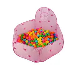 GENERICO - Piscina de Pelotas con Aro para Bebes y Niños Color ROSA