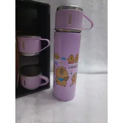 GENERICO - TERMO 3 TAZAS DE ACERO INOXIDABLE lila