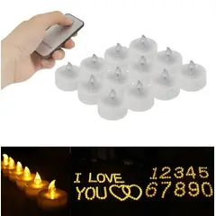 GENERICO - 12 Velas Led Control Remoto Sin Llama - Luz Amarilla Amarillo