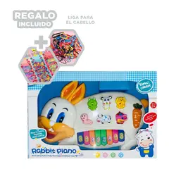GENERICO - Pack12 Teclado de Juguete de Conejo Blanco Y+Ligas de Regalo