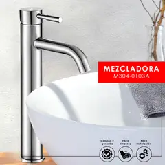 XM - GRIFO MEZCLADORA ELEGANTE PARA LAVAMANOS SATINADO 0103A
