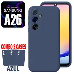 GENERICO - Combo Silicone Case Para Samsung A26 Azul Con Marca