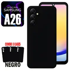 GENERICO - Combo Silicone Case Para Samsung A26 Negro Con Marca
