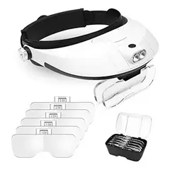 GENERICO - Lupa Tipo Visera Con Luz Led + 5 Lentes De Aumento