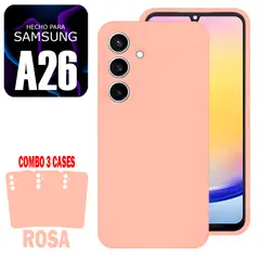 GENERICO - Combo Silicone Case Para Samsung A26 Rosa Con Marca
