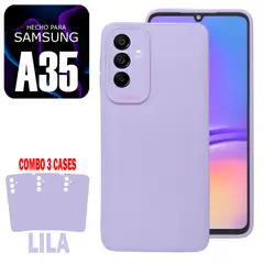 GENERICO - Combo Silicone Case Para Samsung A35 Lila Con Marca