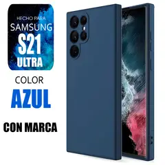 GENERICO - Silicone Case Para Samsung S21 Ultra Azul Con Marca