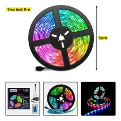 GENERICO - TIRA LED STRIP RGB 5 METROS CON CONTROL REMOTO