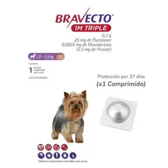 BRAVECTO - Antipulga 1.27- 2.5KG x 1 Tab Protección Mensual